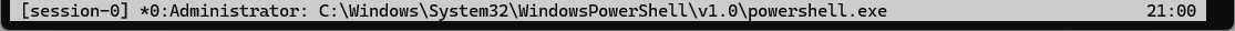 The wtmux status bar showing the active session name, the current window, and the clock